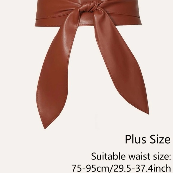 Plus size brown faux leather corset wide waist boho cinch obi belt - Picture 11 of 11